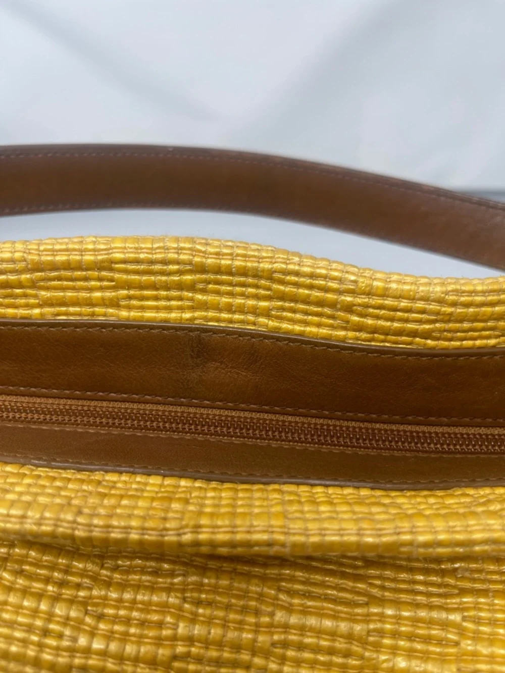Furla Mustard yellow textured leather hobo bag